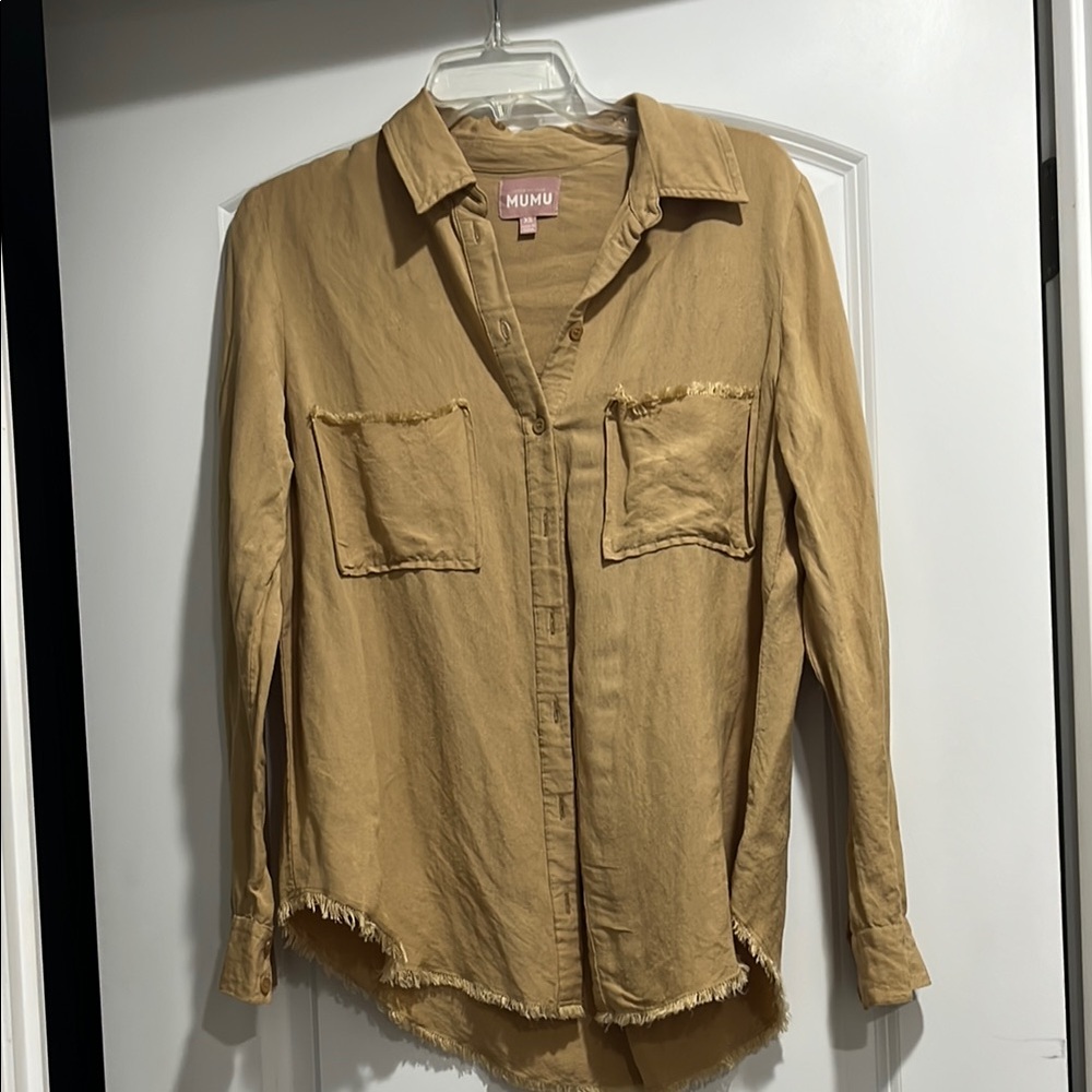 Show Me Your MuMu Tan Linen Shirt